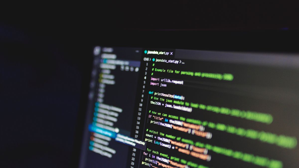 Formatted JSON code on a screen
