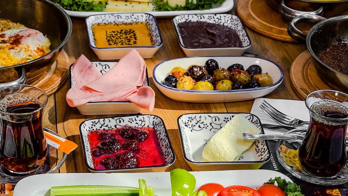 A spread of different dishes on a table