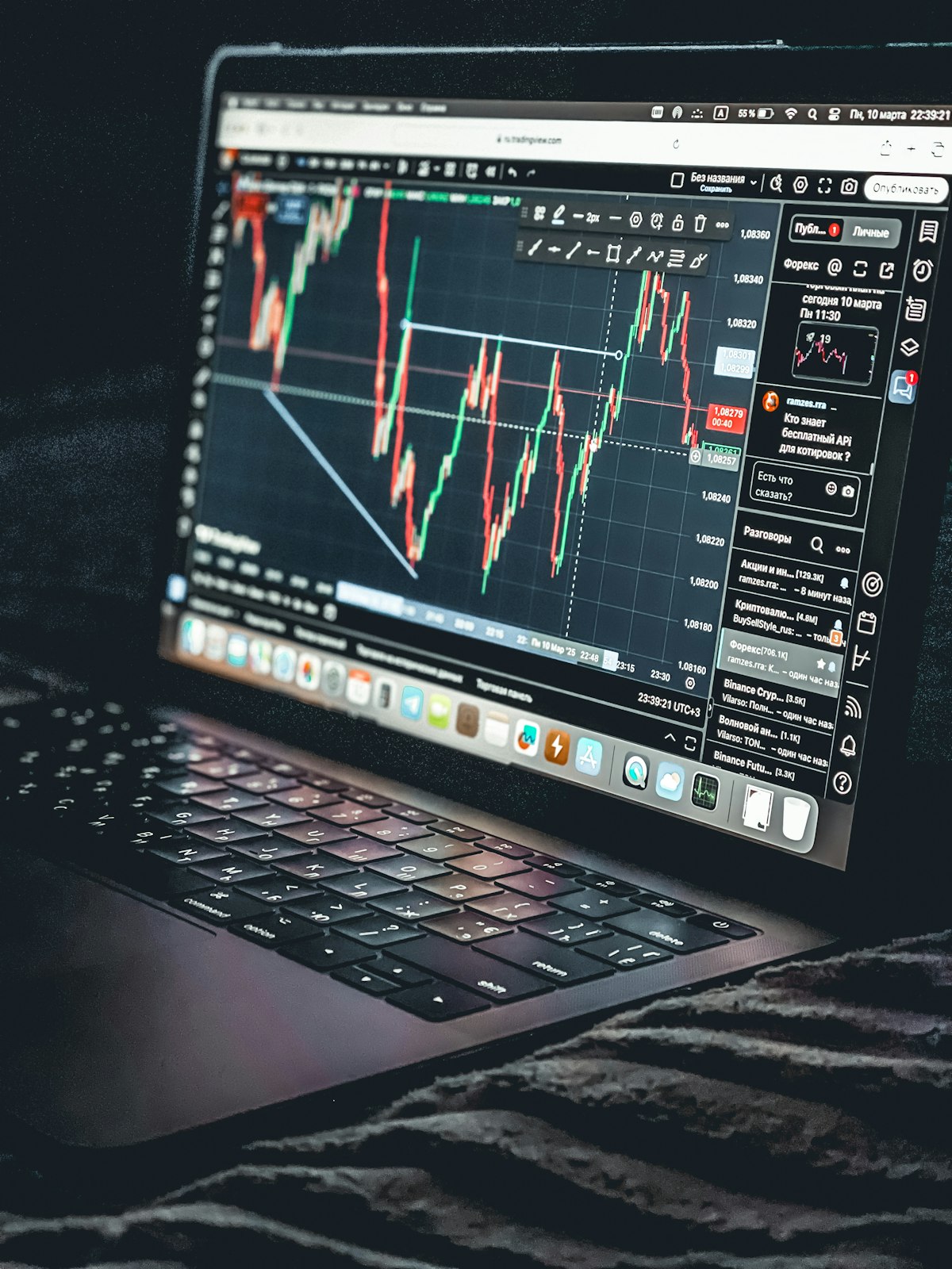 Stock market financial chart on a screen