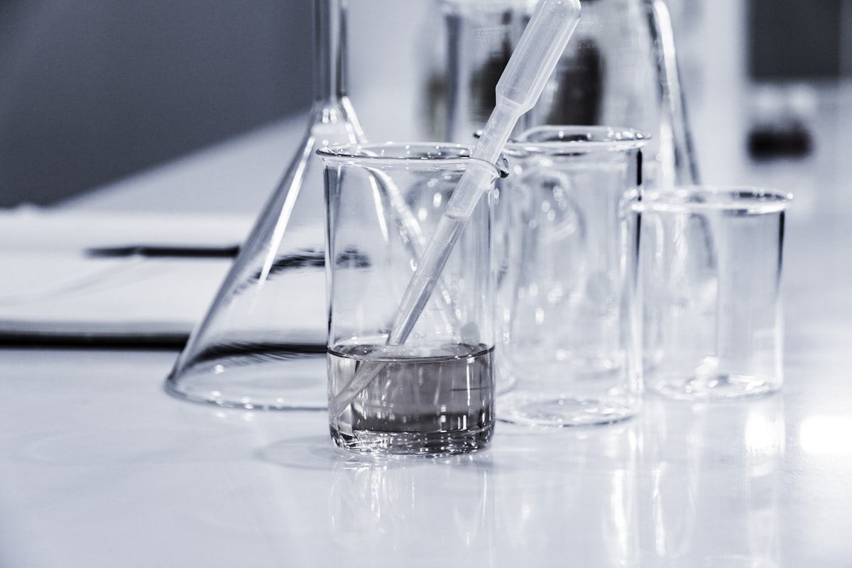 Chemistry beakers and laboratory equipment