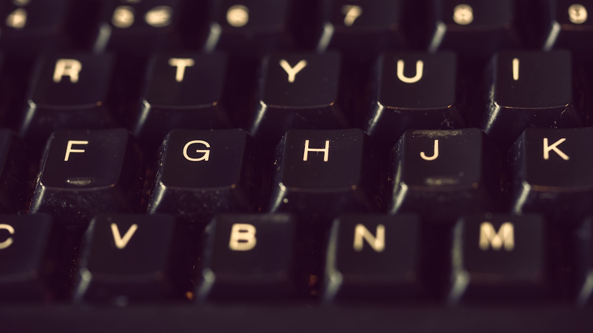 Close-up of a keyboard with vintage typography characters